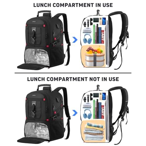 YAMTION 17.3 Inch Laptop Insulated Backpacks with Cooler Compartment,Men Work Cooler Backpack Insulated Lunch Bag for Teens Boys with Charging Port for Gym College Travel