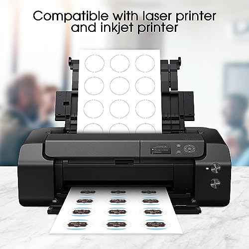 MaxGear 2" Round Sticker Labels, for Inkjet or Laser Printer, Matte White Printable Labels Sheets, Strong Adhesive, Dries Quickly, Holds Ink Well, 30 Sheets, 360 Pcs