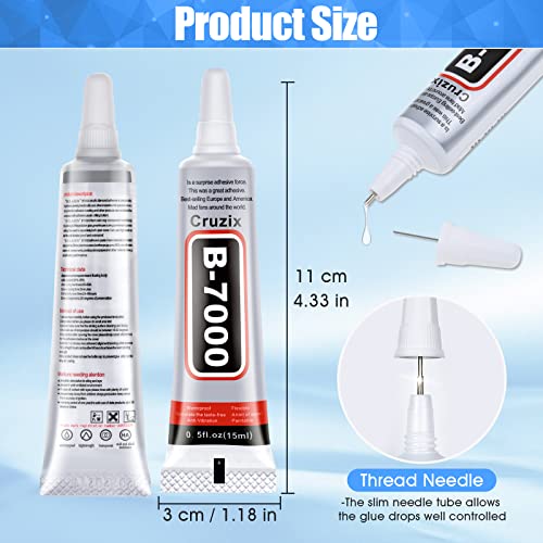 Cruzix B-7000 Clear Jewelry & Craft Glue - 4x15ml for Rhinestones, Jewelry, Shoes, and Electronics