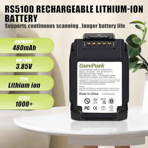 RS5100 Battery Replacement,BT-000397 for Zebra Ring Scanner RS51 RS5100 RS61 RS6100 RSBT5 RS51B0 RS51C0,BT-000398 BTRY-RS51-7MA-01 BTRY-RS51-4MA-01,480mah/3.85v.Lithium-ion