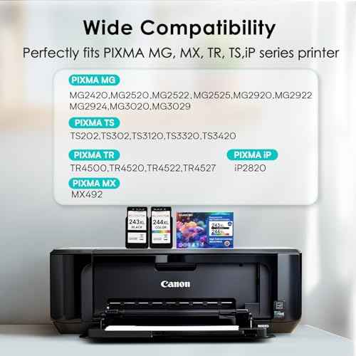 Eco-Friendly Ink Cartridge Replacement for Canon 243 244 243XL 244XL PG-243 CL-244 Black and Color 2 Pack Compatible for TR4520 MG2522 TR4522 TS3320 TS3120 TS202 MX492 MG2922 MG3020 Printer