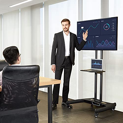 NB ERGONOMIC UL Listed Mobile TV Cart 32-75" TV Stand with Wheels, Black