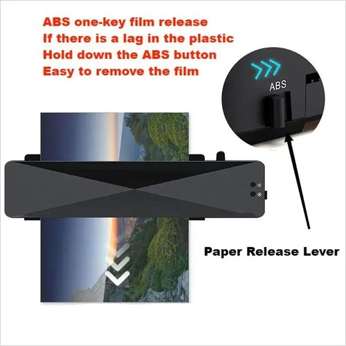 Laminating Machine, A4/A5/A6 ABS Film Back Protection Low Noise, Intelligent Constant Temperature, A4 Laminator Machine (Black)