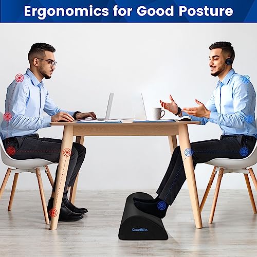 CloudBliss Black Large Ergonomic Under-Desk Foot Rest for Office & Work