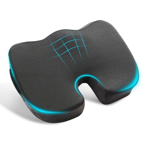 Cooling Gel Enhanced Memory Foam Orthopedic Support Cushion for Long Sitting - Back, Sciatica, Coccyx, Tailbone Pain Relief Pillow - for Office, Gaming, Car, Wheelchair