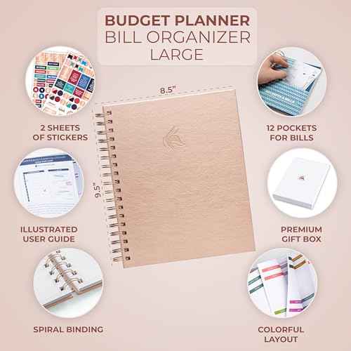 Clever Fox Budget Planner & Monthly Bill Organizer With Pockets. Expense Tracker, Budgeting Journal & Financial Book. Large, 8x9.5" (Rose Gold)