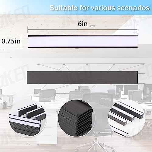 100 Pieces Magnetic Label Holders with Magnets Magnetic Data Card Holders with Clear Plastic Protectors for Metal Shelf, Whiteboard (0.75 x 6 Inch)