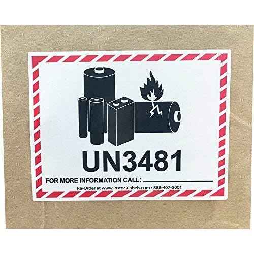 InStockLabels Lithium-Ion Battery Caution Label Stickers, 500 Labels, 3.25 x 4.25 Inch - Fragile Stickers for Shipping & Moving Lithium Ion Batteries, Strong Adhesive Safety Shipping Labels