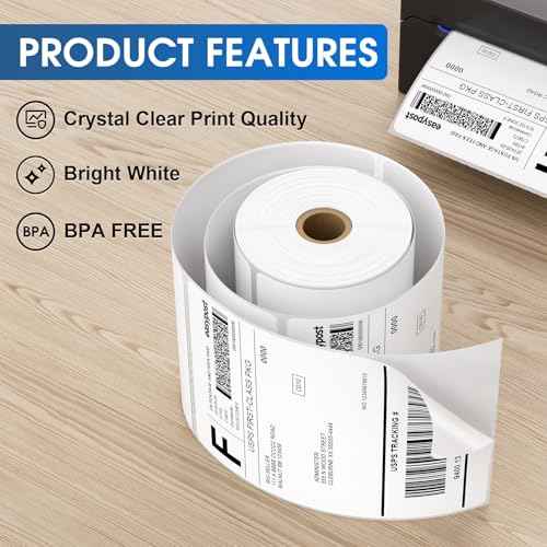 MaxGear 4" x 6" Direct Thermal Labels, 4000 Pcs/16 Rolls, Perforated White Mailing Shipping Package Labels, Commercial Grade, Permanent Adhesive, Compatible with Most Thermal Printers