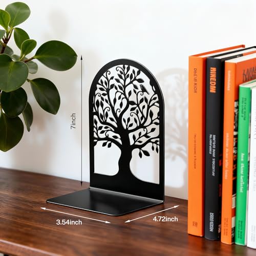 HappyHapi Metal Book Ends - Decorative L-Shaped Shelving Support, 7 Pairs