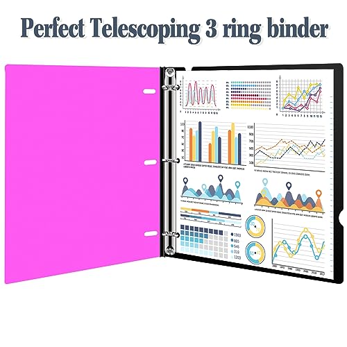 INFUN Telescoping 3-Ring Binder 4 Pack - Red, Pink, Blue, Green, 0.75 Inch, No Front Pocket
