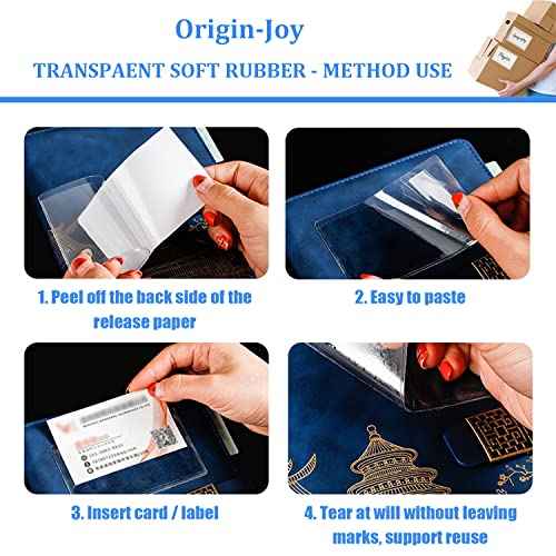 Origin-Joy 50 PCS Self-Adhesive Index Label Pockets, Clear Plastic Peel & Stick Card Holders with Top Open for Loading (8.5 x 11 inch)