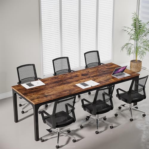 Tribesigns 6.5 FT Conference Table - Rustic Brown, 78.74" W x 27.56" D, Modern Office Meeting Desk for Boardroom & Seminar, 1