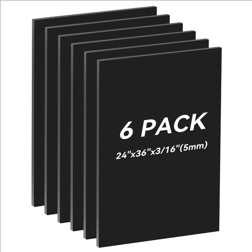 6PACK Black Foam Board 24x36×3/16 inches,5MM Poster Board for DIY Projects High Quality Blank Board Perfect for Arts Crafts School Projects Presentation Displays