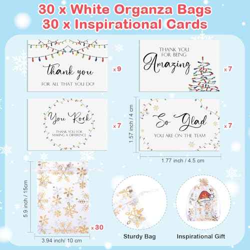 Cholemy 90 Pcs Employee Appreciation Gifts for Teachers Include Santa Hat Badge Reel Christmas Badge Holder Encouragement Cards and Organza Bag Xmas Team Gifts for Nurse Coworker