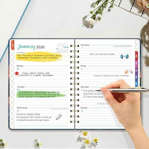 2026 Planner - Planner 2026 Weekly and Monthly, January 2026 - December 2026, 6.5" x 8.5", 2026 Planner Weekly and Monthly with Colorful Tabs, Back Pocket + Thick Paper