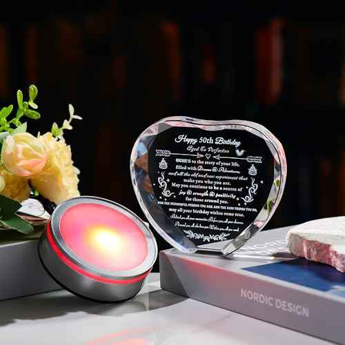 50th Birthday gifts for Her Him - Personalized Crystal Heart Gifts 1975 50 Year Old Birthday Present For Women Men- Happy 50th Birthday Gifts Ideas For Mom Dad Unique