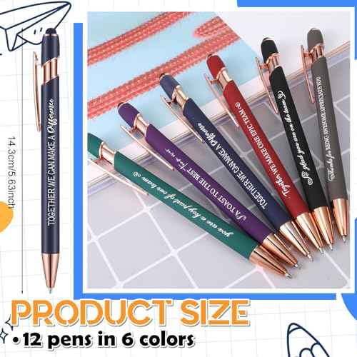 Qilery 24 Pcs Employee Appreciation Gifts Team 12 Leather Journals 12 Ballpoint Pens Motivational Hardcover Executive Notebooks Stylus Ink Pens for Teacher Students Coworker, Multicolor