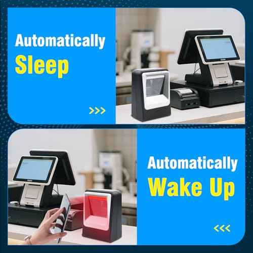 Handsfree Omnidirectional Desktop Barcode Scanner with USB Cable, 1D 2D QR Image Sensing, Plug and Play Barcode Reader for Warehouse Supermarket Retail Store