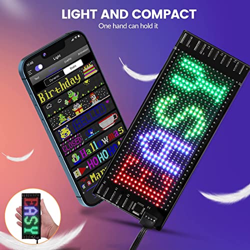 7''x3'' Bluetooth LED Sign for Car - Programmable RGB Matrix DIY Scrollable Display