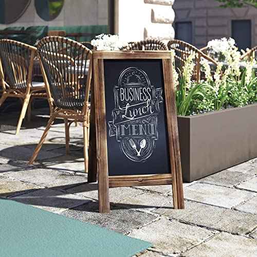 HBCY Creations A Frame Chalkboard 40x20 Solid Wood A-Frame Sign Rustic Brown Double-Sided Magnetic Board, Chalkboard Menu Board, for Restaurants, Caf?s, Weddings - Heavy Duty Hinges