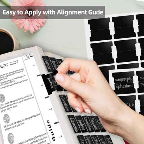 Starboling Bible Tabs,Black Reposition Laminated Bible Tabs,Bible tabs for Women,Remove & Replace Bible Index Tabs,Easy to Read and Apply Bible Tabs for Women and Man