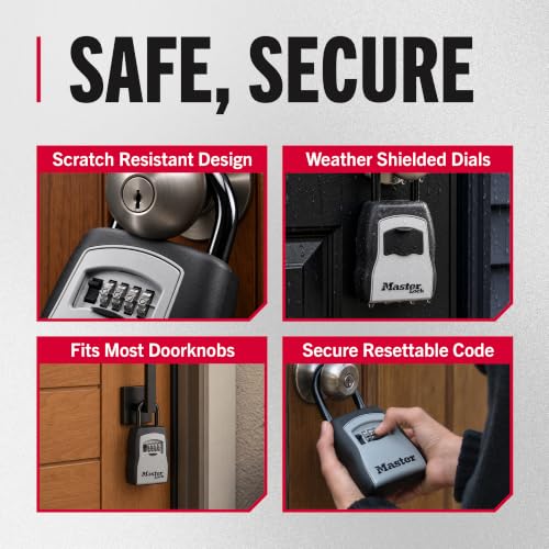 Master Lock Portable Key Lock Box 5400EC, Weatherproof Combination Safe, 1 Pack, Black