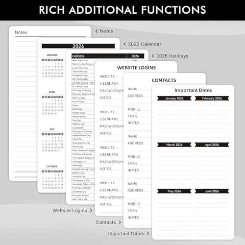 2026 Planner Pocket Size for Purse, Jan.2026 - Dec.2026 Small Daily Weekly Monthly Planner/Calendar with PU Leather, Elastic Band, A6 Mini Calendar Book for School/Office/Home, 3.8" x 7"