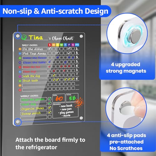 PigPotParty Magnetic Acrylic Chore Chart for Kids 2-Pack, 12x16 Inch, Fun & Reusable Family Organizer