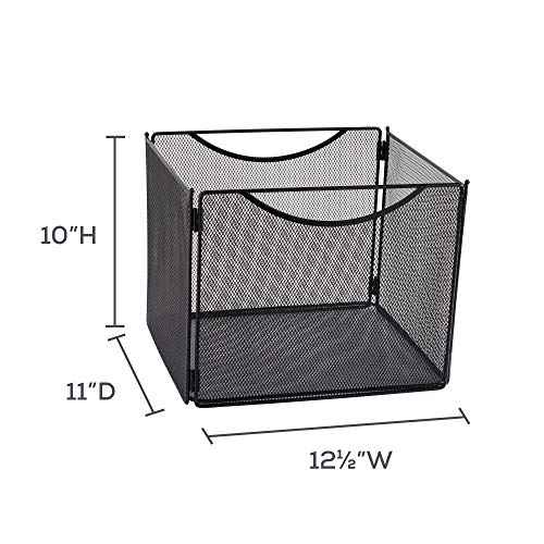 Safco Onyx Mesh Letter-Size File Cube 2170BL Black, Black Powder Coat Finish, Durable Steel Mesh Construction