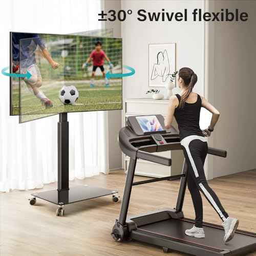 Black Mobile TV Stand with Wheels for 27-65¡±LED LCD OLED Flat Curved Screen Outdoor TVs Height Adjustable Floor TV Cart Max VESA 400x400mm, Rolling TV Stand Holds Up to 88lbs