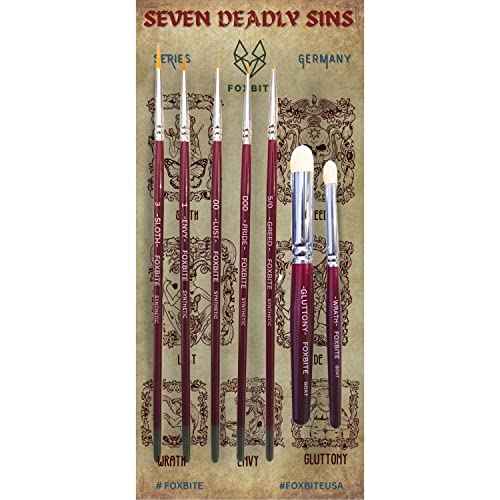 FOXBITE 7 Set Brushes for Miniature Painting Synthetic Modeling Pieces Fine Detail Paint Brush Miniature Painting Kit Mini Paints Acrylic for Warhammer minipainting