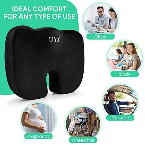 Seat Cushion for Office Chair,Memory Foam Seat Cushion,Tailbone,Sciatica,Lower Back Pain Relief,Chair Cushion for Car,Wheelchair,Computer and Desk Chair