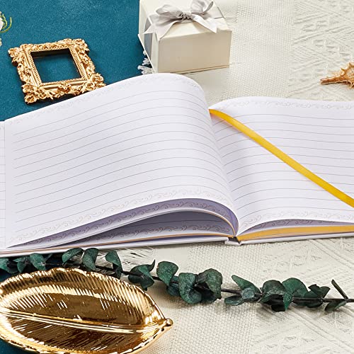 TRULIVA Wedding Guest Book - Hard Cover 7x9, Eucalyptus Gold Foil, Lined 120 Pages