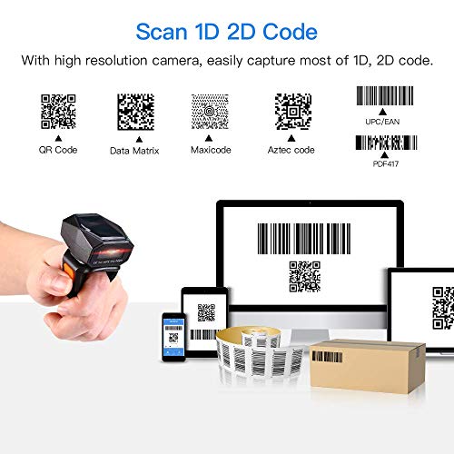 Eyoyo Orange Wearable 2D & 1D QR Bluetooth Finger Ring Barcode Scanner