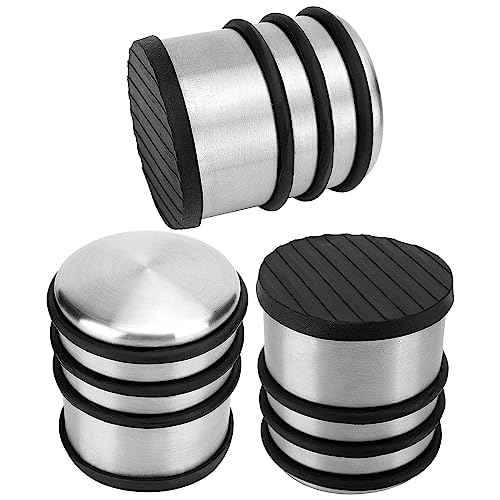 ZOENHOU 3 PCS Heavy Duty Door Stopper, 2.38 Lb No Drill Premium Stainless Steel Round Door Stops with Anti-Skid Silicone Treads, for Door Stopping