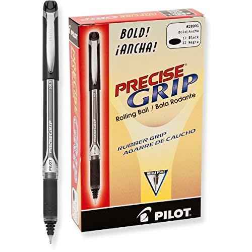 2 Dozen-Total 24 Pilot Precise Grip Liquid Ink Rolling Ball Pen Bold Black 28901
