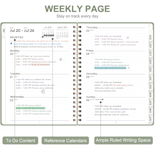 Valome 2026-2027 Academic Planner Jul 2026-Jun 2027, 6.3x8.5 inch Green Weekly & Monthly Organizer