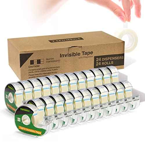 Invisible Tape, Clear, 24 Packs Writable Frosted Transparent Tape for Handmade Home Office Supplies Back to School 7/10 X 800 Inches