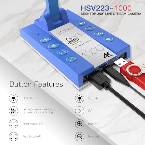 TreasLin Blue 10MP USB Document Camera for Teachers, Classroom & Online Teaching