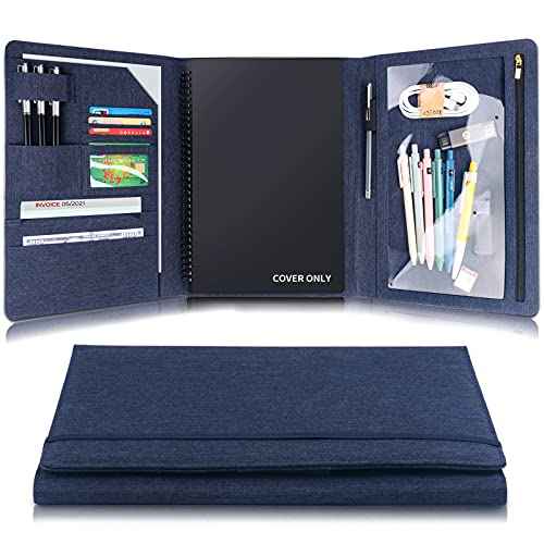 Trifold Planner Cover for Rocketbook Smart Notebook | Fits Letter Size/A4/8.5x11 Inch | Waterproof Portfolio Organizer with File Storage & Accessory Protection (Blue)