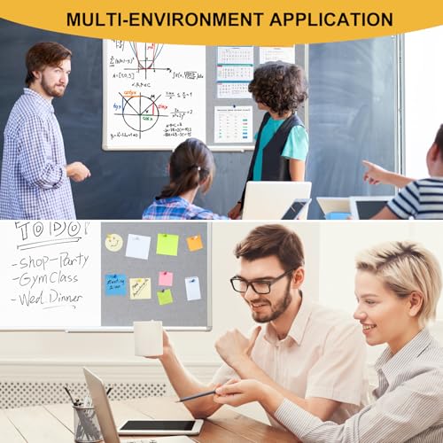 White & Grey Felt Bulletin & Magnetic Dry Erase Board 36x24 Inch - DEVELOP
