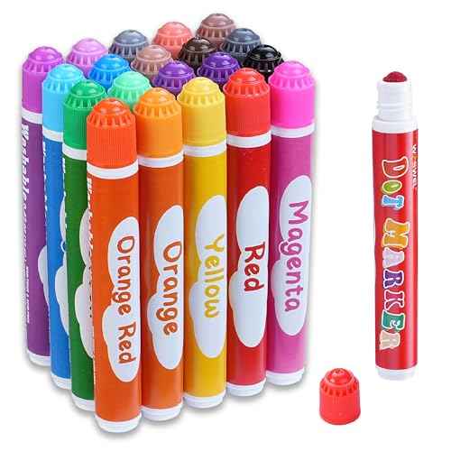 Dot Markers, 20 Colors Washable Dot Paint Markers for Toddlers Kids Preschool, Bingo Daubers Supplies, Painting Art and Crafts Kits Coloring Set, Class Valentine Gift Art Party