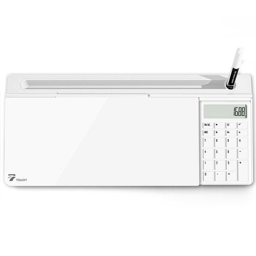 Desktop White Board Glass with Calculator＆ Small Desktop Dry-Erase Pad Glass whiteboard