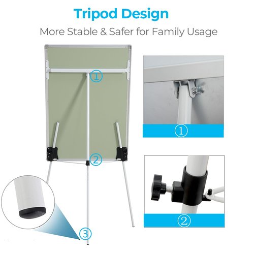 DexBoard 36" x 24" Magnetic Dry Erase Easel Board with Adjustable Tripod Stand – Portable Whiteboard for Office, Classroom & Presentations – Includes Flipchart Paper, Magnets & Eraser