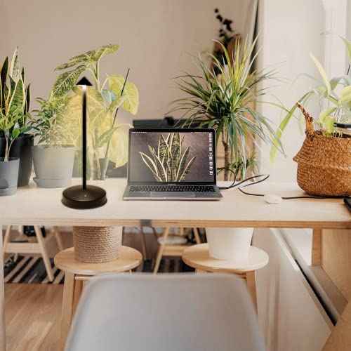 Rechargeable Cordless Table Lamp,Modern Black Battery Operated Table lamp,Portable LED Touch 2 Levels Brightness Dimmable Bar Lamp,Battery Powered Lamp for Bars,Restaurant,Living Room