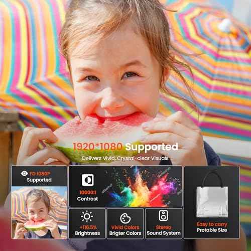 [Two-Way Bluetooth 5.2] Mini Portable Projector 1080P HD Multi-Angle Projection, Tecaki Smart Projector with 180¡ÆRotatable Mount Auto Keystone Correction Long Lens Life (White2)