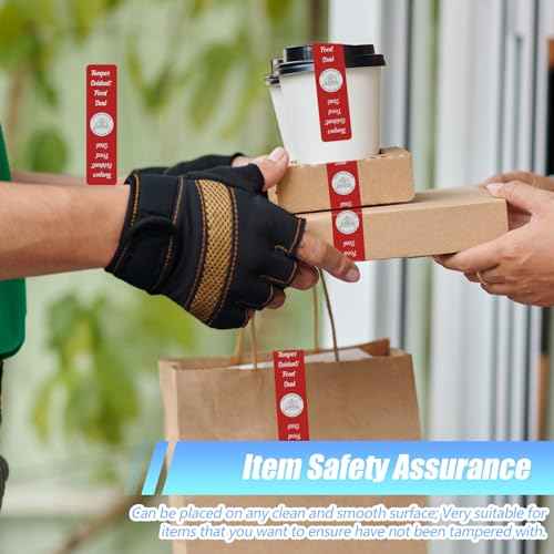1000 Pieces Tamper Evident Stickers for Food Delivery 1.5 x 6 Inches Red Tamper Seal Proof Tape Safe Labels Sealed for Freshness Drink Food Container Pizza Boxes
