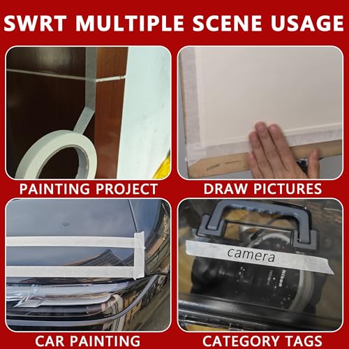 SWRT Masking Tape 1 inch x 55 Yards x 24 Rolls (1320 Total Yards), Adhesive Painting Tape Bulk for General Purpose Beige White Color for Painting, Crafting, School Stationery, Arts, Home Use etc