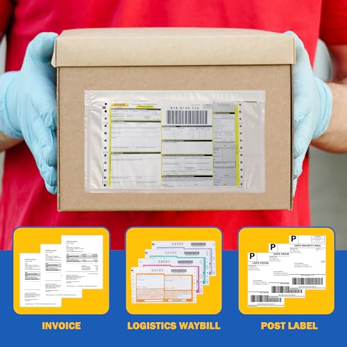 Kolibrox 6x9 Inch Clear Self-Adhesive Shipping Label Sleeves Pack of 100